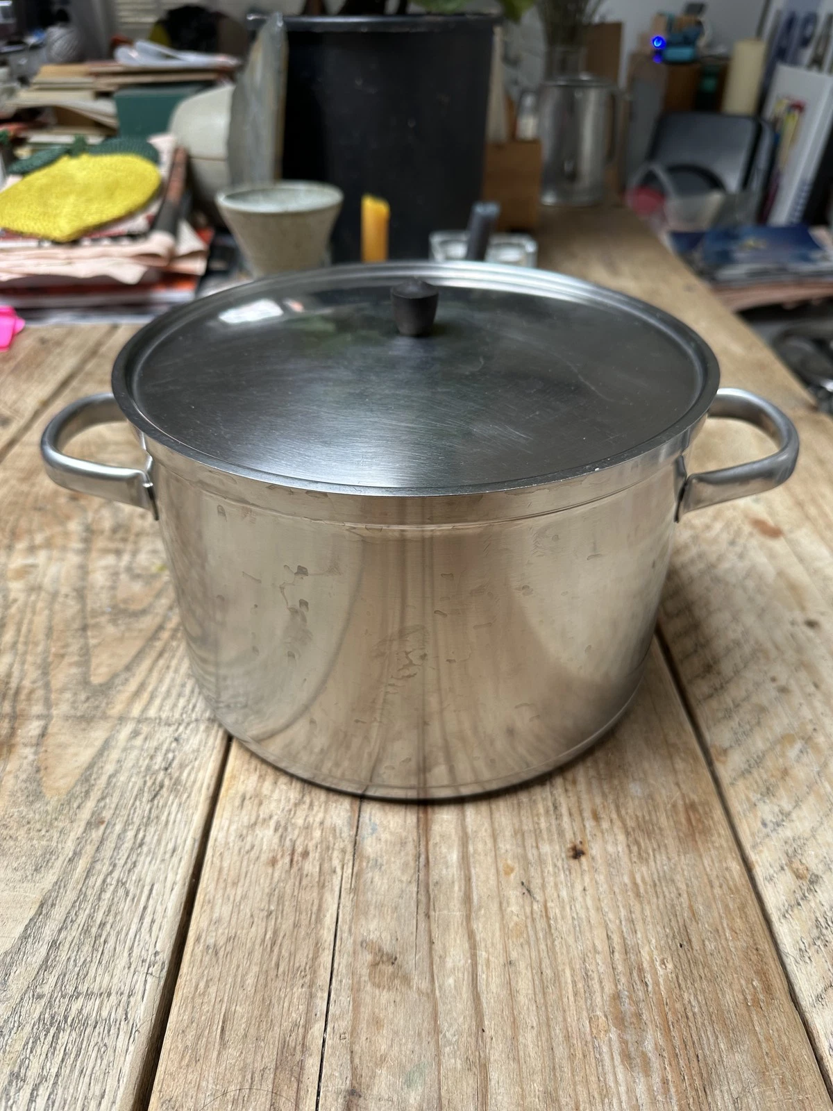 Vintage (1980s) Swedish Stainless Steel Stock Pot w/ Lid - 25cm x 16cm
