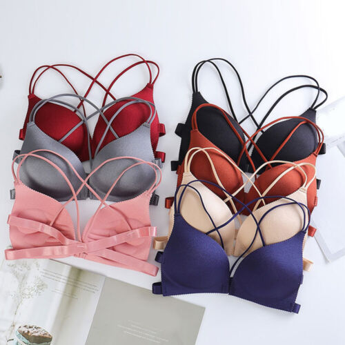 Womens Front Buckle Deep V Bralette Lingerie Push Up Wireless Gather Underwear## - Picture 2 of 33
