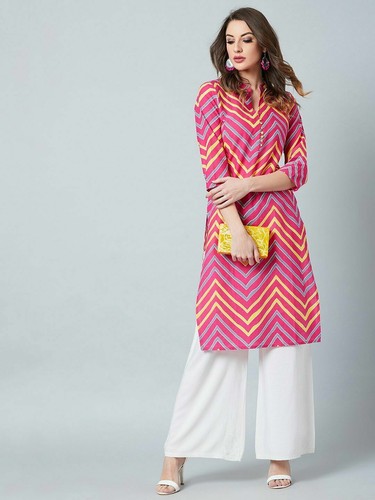 Womem Leheriya Print Kurta Indian 