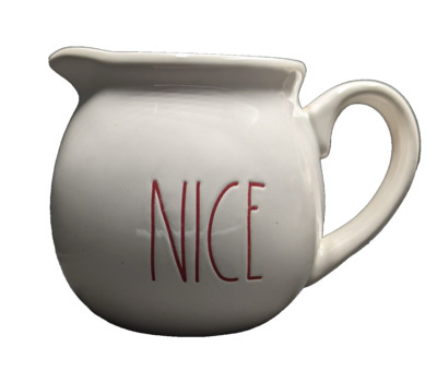 Rae Dunn Pottery ''Nice'' Creamer Magenta Farmhouse Collection Christmas