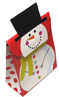 NEU 12 Weihnachten Schneemann Touch Verschluss Geschenkbox Tasche Gastgeschenk 10,5x7,5x4cm