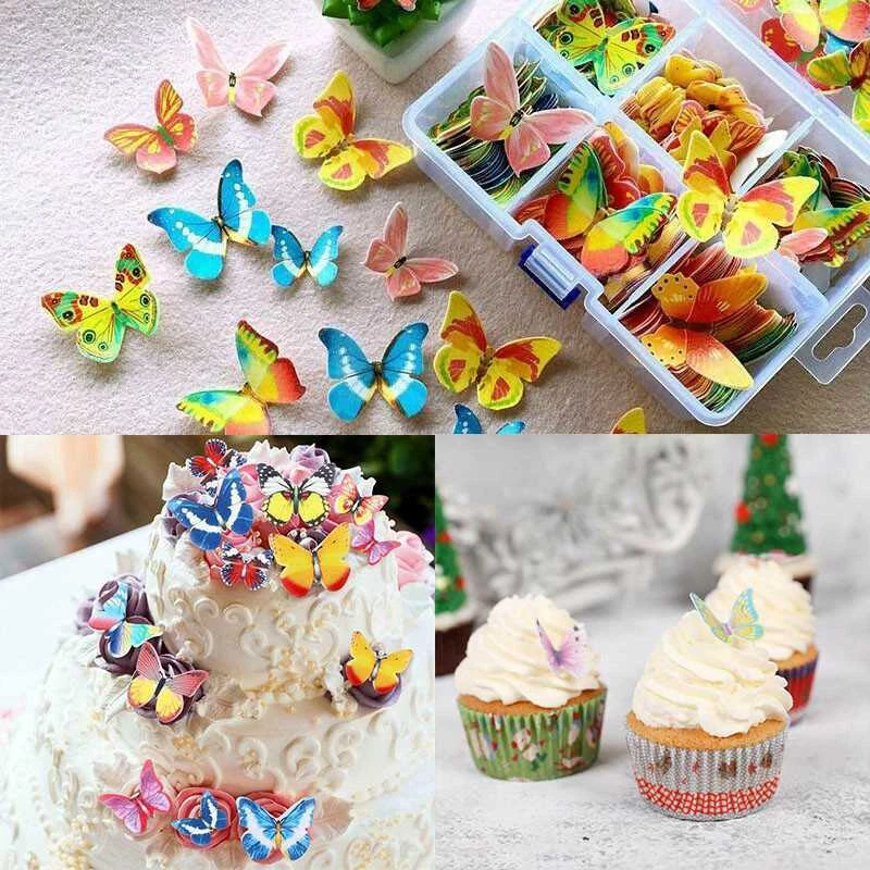 Toppers para Cupcakes Decoración Oblea Arroz Papel Decoración 40 Piezas Mezcla Mariposa Comestible Foto 2 de 4