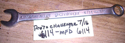 VINTAGE  7/16 PROTO COMBO 12 PT WRENCH FORGED IN USA. #MDF 6114
