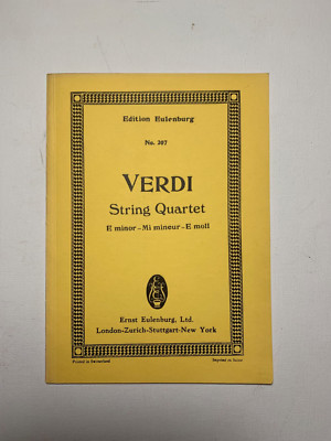 Noten. Verdi. String Quartet. E moll.  Taschenpartitur.