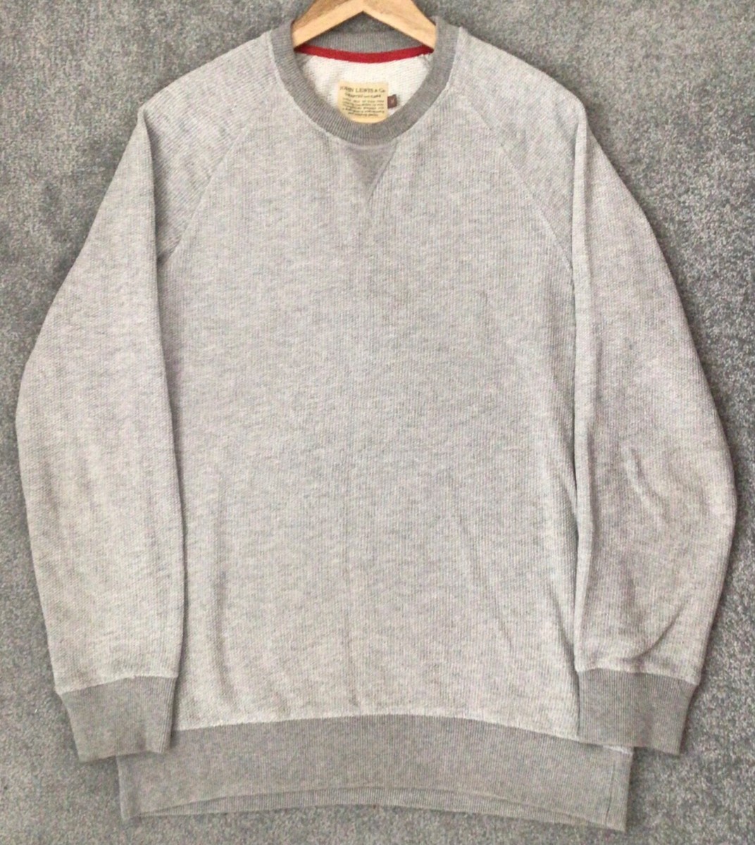 Men's John Lewis 100% cotton S/M waffle-knit ash grey Jumper