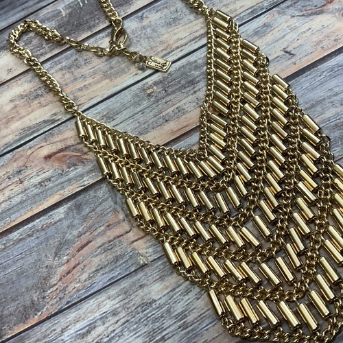Modern Kenneth Cole gold beaded bib statement necklace