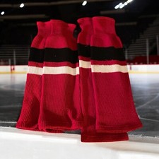Kobe Hockey Leg Warmers Size Small Red With Black And White Stripe VTG 2 Pair