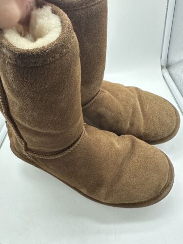 Bearpaw Boots Womens 9 Tall Shearling Brown Suede Sheepskin Fur - Picture 1 of 15