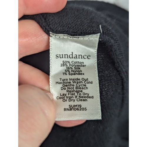 SUNDANCE Boho Cottage Cotton Silk Knit Black Midi Dress Stretchy Comfy Size XL - Picture 5 of 5