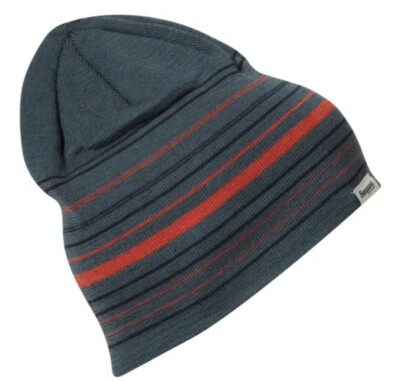 Bergans of Norway Knitted Striped Beanie. Merino Wool Unisex One Size Orion Blue