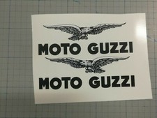 kIT decalcomanie adesivi stickers MOTO GUZZI SERBATOIO BIANCO NERO 17cm nevada