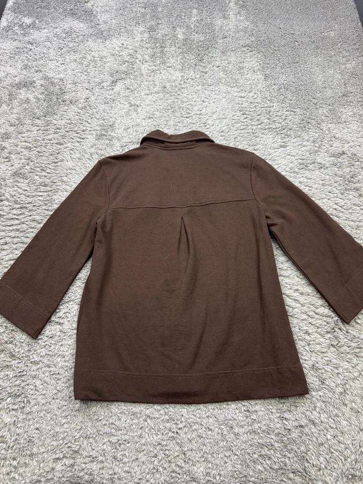 Chaqueta Abrigo Blazer Ligero Manga 3/4 Marrón Chocolate Pequeña Style Co para Mujer Foto 2 de 4