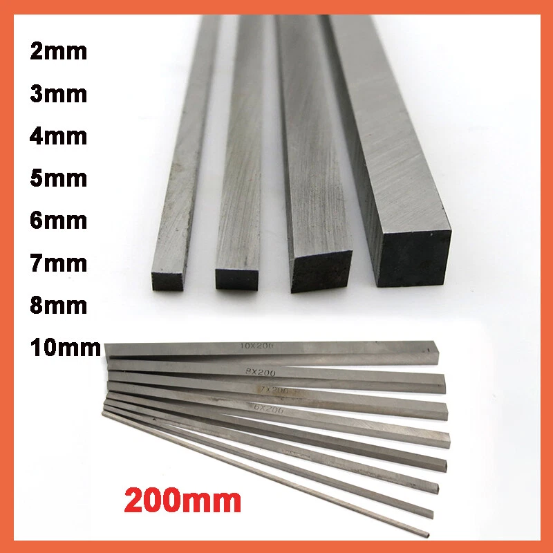 Steel Square Solid bar Metal Rod 2mm 3mm 4mm 5mm 6mm 7mm 8mm 10mm & Length  200mm