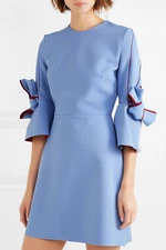 NEW ROKSANDA Harlin Bow Sleeve Crepe Mini Dress Periwinkle Blue UK 8 10 US 4 6