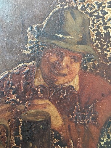 « Scène de taverne » Huile sur bois à Restaurer. - Foto 9 di 9