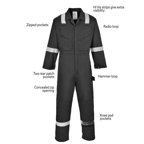 Portwest Iona Coverall Overall Reflective Knee Pad Pockets Work Safety F813 UK - Picture 3 of 14
