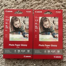 *Lot Of 2* Canon PixMA GP-601 / 4x6 inch Glossy Photo Paper - 2/50 sheets