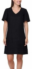Nicole Miller Original Linen Blend Short Sleeve Dress Black *You Choose Size*