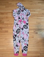 Hello Kitty By Sanio One Piece Child Medium 8-10 Hooded Sleeper Pajamas Cute