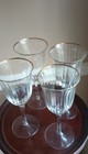 4 Vintage Gold Rimmed Ribbed White Wine Glasses Circa 1970's 8" High EUC — photo 2
