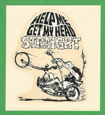 VINTAGE ORIGINAL 1967 ED ROTH "HELP ME GET MY HEAD STRAIGHT" WATER DECAL ART NOS