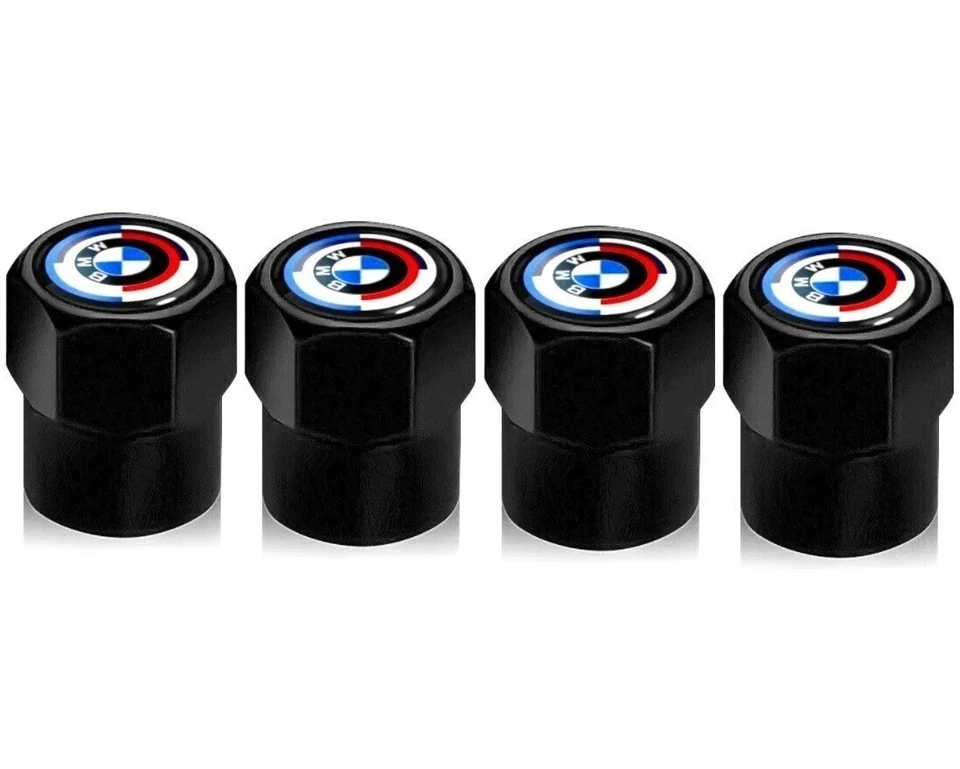 Compatible con BMW 4 piezas Juego de tapas de vástago de válvula de neumático de aluminio anodizado negro Foto 2 de 3