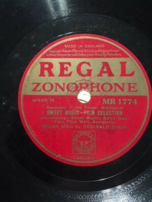 1935 REGINALD DIXON 78 SWEET MUSIC FILM SELECTION ROBERTA REGAL ZONOPHONE MR1774