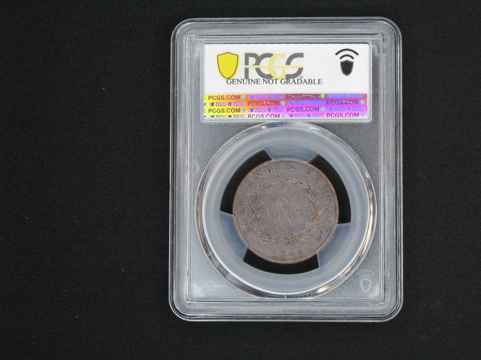 1845 Straits Settlements 1C PCGS genuino XF detalles certificado # 45593295 Foto 3 de 3