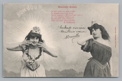 BON JOUR,  Nouvelle Annee, French New Years 1903 Montpont en Bresse  Bergeret, 