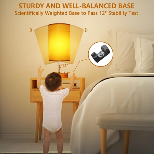 Hibay 17.75"H Bedside Table Lamp with USB A+C Charging Ports & AC Outlet, Dimmab - Picture 4 of 12