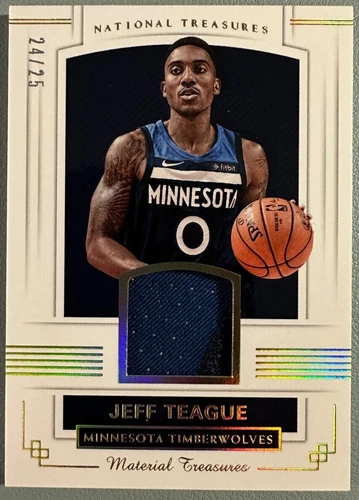JEFF TEAGUE 2017-18 National Treasures Materials Prime Game-Worn Patch 24/25