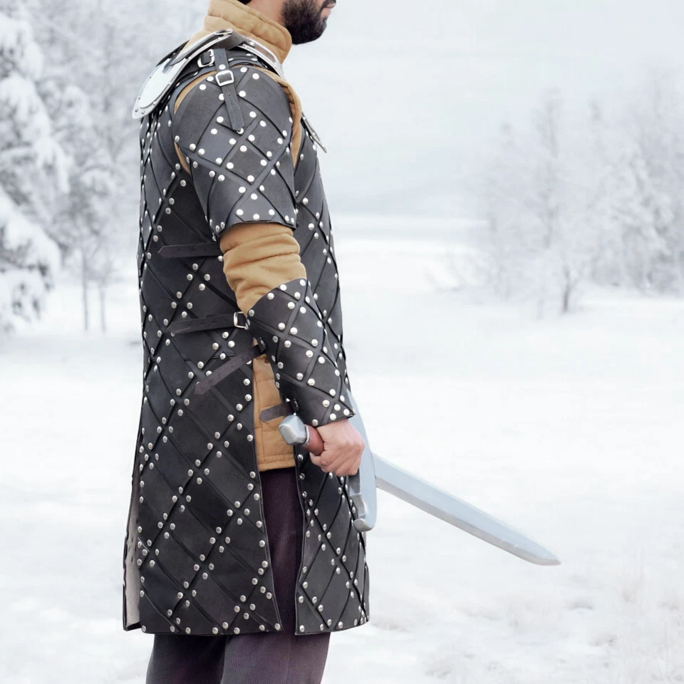 Disfraz Renacimiento Hombre Caballero Medieval Armadura Cuero Bringandine Pechera Foto 2 de 2