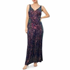 Nightway Sequin Maxi Gown 14W Women Iridescent Glam Formal Dress Mermaidcore New