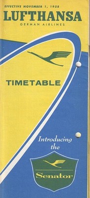 Lufthansa timetable 1958/11/01 North American edition