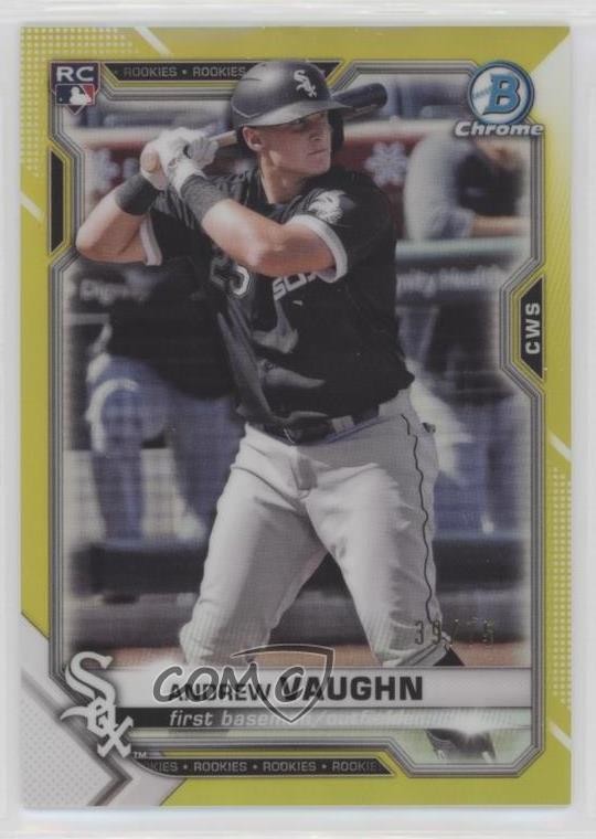 2021 Bowman Chrome Yellow Refractor 39/75 Andrew Vaughn #5 w4h