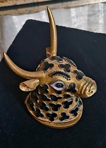 Egyptian Osiris Bull Cloisonne Gold & Enameled Trinket Box