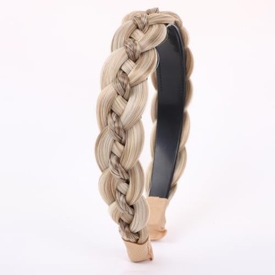  Braided Headband With Teeth 1 Count (Pack of 1) Dark red champagne gold
