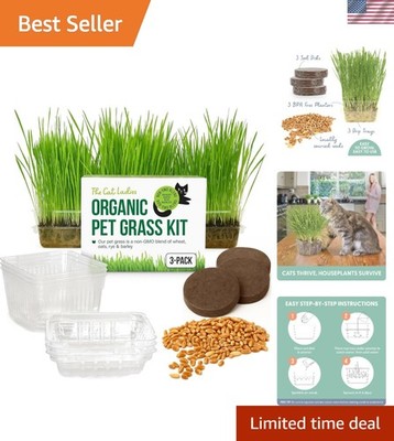 Cat Grass for Indoor Cats - Growing Kit - Organic Cat Grass Seeds, Soil and B...