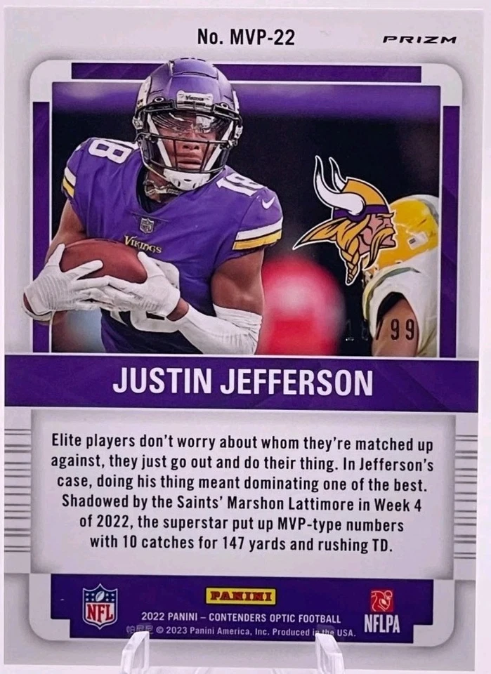 2022 Panini Contenders Optic - Mvp Contenders Justin Jefferson #MVP-22 Blue... - Image 2 of 2