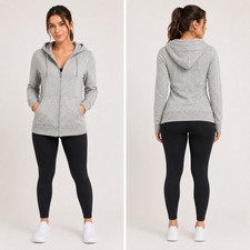 FIGS Medium Gray Women's On-Shift Full Zip Hoodie Fleece
