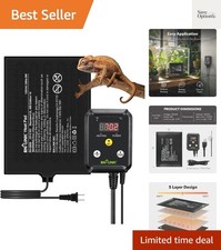 Durable Reptile Heating Pad 6" X 8" with Digital Thermostat Under Tank Heater...
