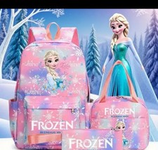 FROZEN Disney Frozen Kids School Bag Cartoon Elsa Backpack 3pcs Set Purple 