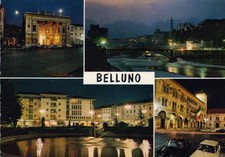 10431 Cartolina Belluno (BL) Saluti e Multiveduta Notturna 1966