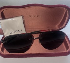 Gucci GG0937S 001 Black Metal Aviator Sunglasses Green Red Web 60mm Authentic