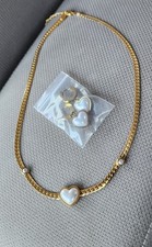 Heart earings necklace set gold stainless steel