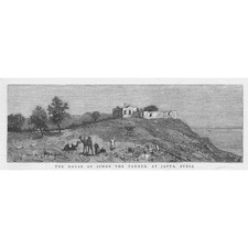 JAFFA Israel The House of Simon the Tanner - Antique Print 1881