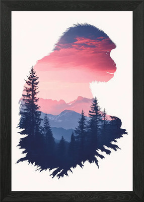 Gerahmtes Wandbild Poster Affenberg Sonnenuntergang Bild