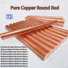 T2 Pure Copper Round Rod Metal Solid Bar Various Sizes Select Diameter 6mm-50mm