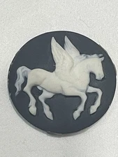 Antique Pegasus Cameo – Round 1¼” Jasperware Medallion, Raised Relief loose