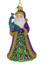 Kurt Adler Noble Gems Peacock Santa Hanging Ornament, 5.5 inches Tall